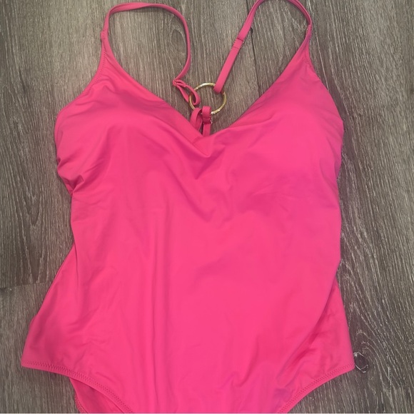 Cosabella Vita Marina Curvy Strappy One Piece Pink Swimsuit with gold accents L - Picture 5 of 9